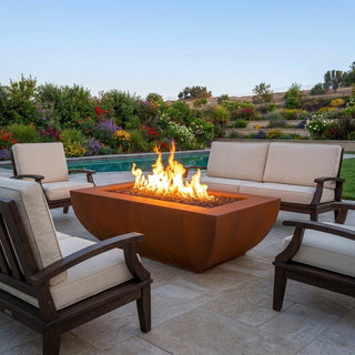 Avalon Linear Rectangle Fire Table - Corten Steel
