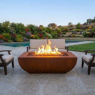 Avalon Linear Rectangle Fire Table - Corten Steel