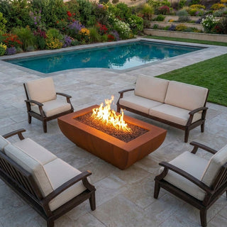 Avalon Linear Rectangle Fire Table - Corten Steel
