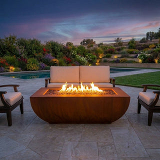 Avalon Linear Rectangle Fire Table - Corten Steel