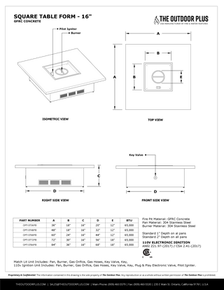 Square Ready-To-Finish Fire Table Form – 16″ & 24″ Tall