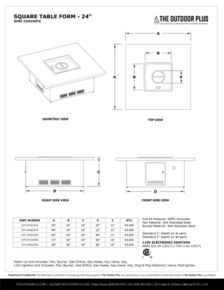 Square Ready-To-Finish Fire Table Form – 16″ & 24″ Tall