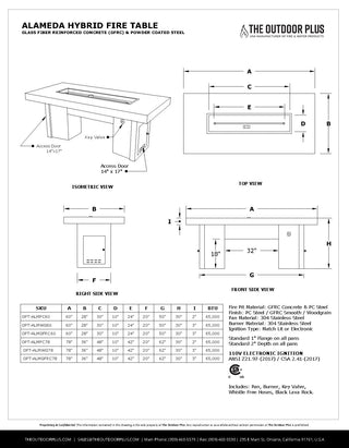 Alameda Rectangle Fire Table - Powder Coated Steel - Modofire