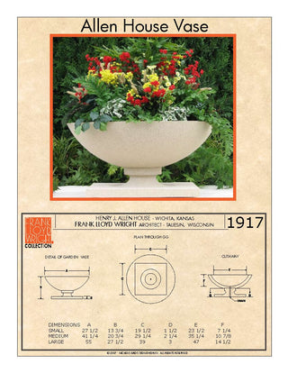 Allen House Vase / Water Planter - Round Bowl - Officially Licensed Frank Lloyd Wright - Dry Cast Sandstone - modofire🔥