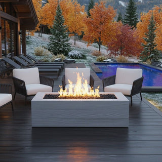 Aspen Block Fire Pit Table - Wood Grain Concrete (GFRC) - Modofire
