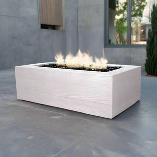 Aspen Block Rectangle Fire Table - Wood Grain Concrete (GFRC) - Modofire