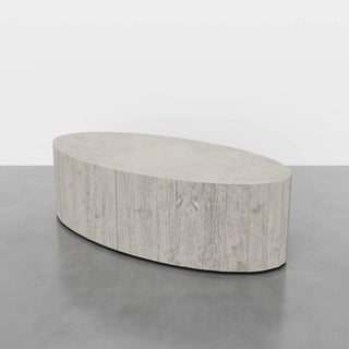 Aspen Concrete Oval Coffee Table - Wood Grain Sides - Modofire