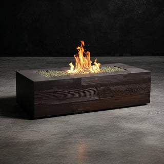 Aspen Rectangle Fire Table - Wood Grain Concrete (GFRC) - Modofire
