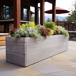 Aspen Rectangle Low Planter / Water Box - Wood Grain Concrete (GFRC) - Modofire