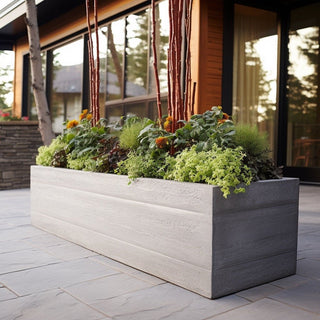 Aspen Rectangle Low Planter / Water Box - Wood Grain Concrete (GFRC) - Modofire