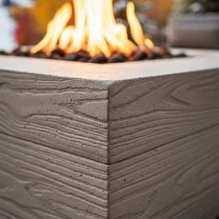 Aspen Square Fire Pit Table - Wood Grain Concrete (GFRC) - Modofire