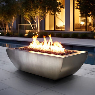 Avalon Linear Rectangle Fire Table - Stainless Steel - Modofire