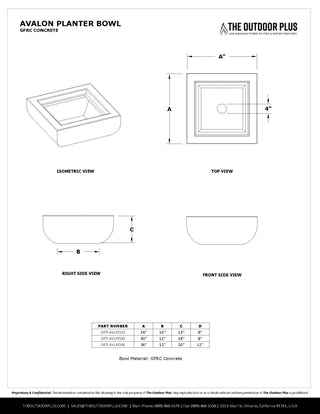 Avalon Square Planter / Water Bowl - Concrete (GFRC) - Modofire