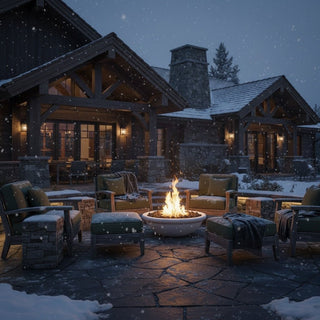 Banded Rim Round Fire Bowl - Concrete (GFRC) - Modofire