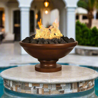 Banded Rim Round Fire Bowl with Pedestal - Concrete (GFRC) - Modofire