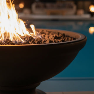 Banded Rim Round Fire Bowl with Pedestal - Concrete (GFRC) - Modofire