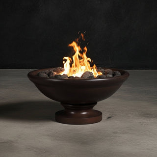 Banded Rim Round Fire Bowl with Pedestal - Concrete (GFRC) - Modofire