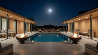 Banded Rim Round Fire Bowl with Pedestal - Concrete (GFRC) - Modofire