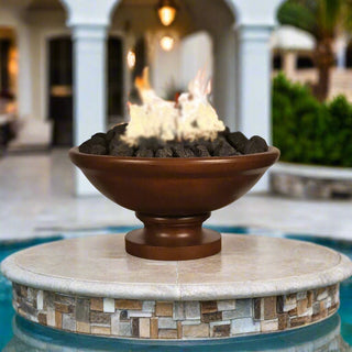 Banded Rim Round Fire Bowl with Pedestal - Concrete (GFRC) - Modofire