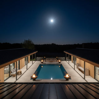 Banded Rim Round Fire Bowl with Pedestal - Concrete (GFRC) - Modofire