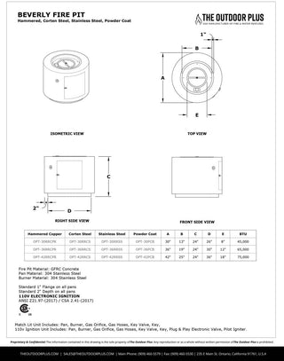 Beverly Round Fire Pit - Powder Coated Steel - Modofire