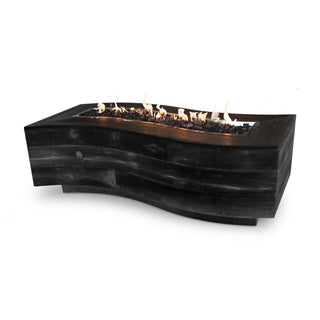 Big Sur Rectangle Wavy Fire Table - Wood Grain Concrete - Modofire