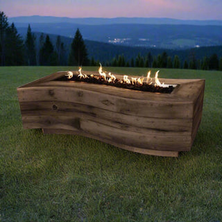 Big Sur Rectangle Wavy Fire Table - Wood Grain Concrete - Modofire