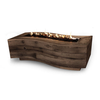 Big Sur Rectangle Wavy Fire Table - Wood Grain Concrete - Modofire