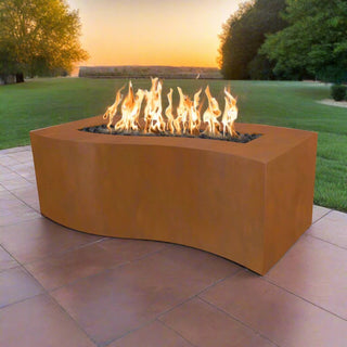 Billow Wavy Rectangle Fire Table - Corten Steel - Modofire