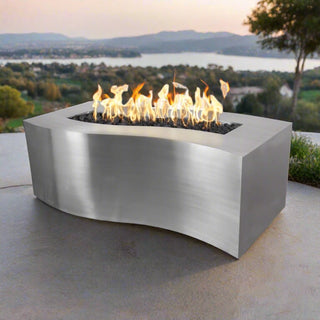 Billow Wavy Rectangle Fire Table - Stainless Steel - Modofire