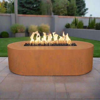 Bispo Rectangle Round Ended Fire Table - Corten Steel - Modofire