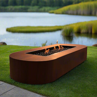 Bispo Rectangle Round Ended Fire Table - Corten Steel - Modofire