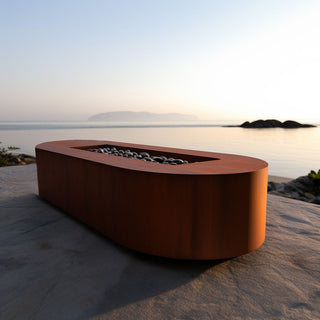 Bispo Rectangle Round Ended Fire Table - Corten Steel - Modofire