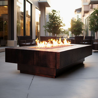 Cabo Linear Rectangle Fire Table - Hammered Copper - Modofire