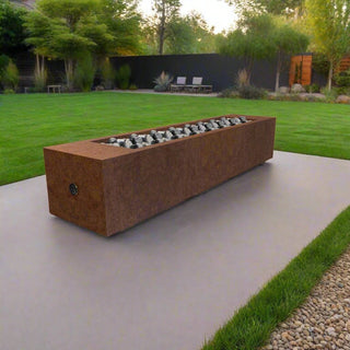 Carmen Rectangle Fire Pit - Corten Steel - Modofire