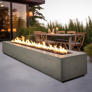 Carmen Rectangle Fire Pit Table - Concrete (GFRC) - Modofire