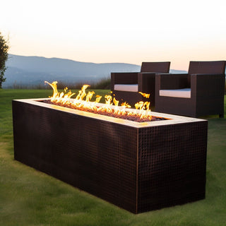 Carmen Rectangle Fire Pit Table - Hammered Copper - Modofire