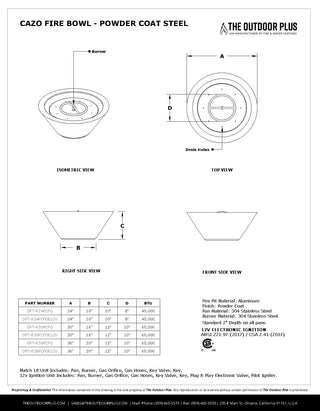 Cazo Round Cone Fire Bowl - Powder Coated Steel - Modofire