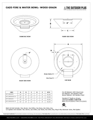 Cazo Round Cone Fire Bowl - Wood Grain Concrete - Modofire