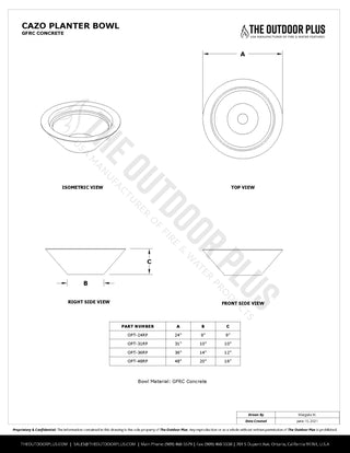 Cazo Round Cone Planter / Water Bowl - Concrete (GFRC) - Modofire