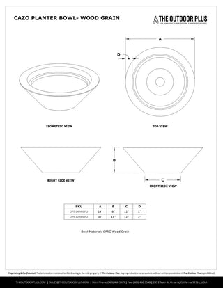 Cazo Round Cone Planter / Water Bowl - Wood Grain Concrete - Modofire