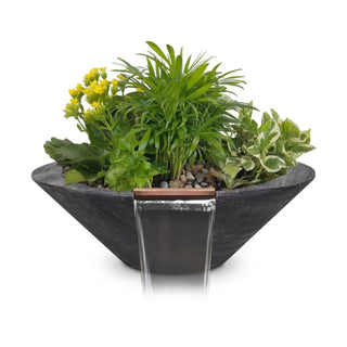 Cazo Round Cone Planter & Water Spillway Bowl - Wood Grain Concrete - Modofire