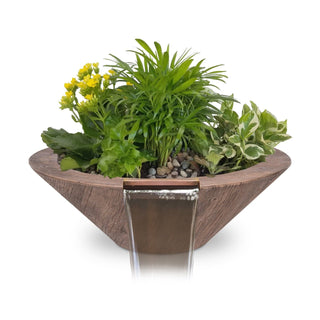 Cazo Round Cone Planter & Water Spillway Bowl - Wood Grain Concrete - Modofire