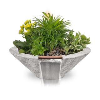 Cazo Round Cone Planter & Water Spillway Bowl - Wood Grain Concrete - Modofire