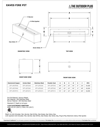 Eaves Rectangle Fire Pit - Corten Steel - Modofire