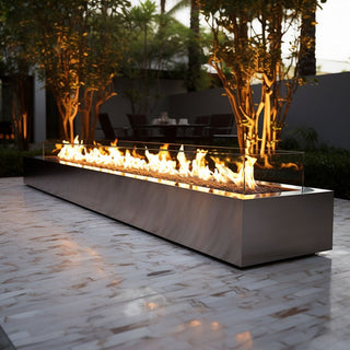 Eaves Rectangle Fire Pit - Stainless Steel - Modofire