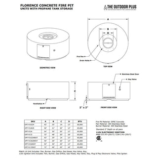 Florence Round Fire Pit - Concrete (GFRC) - Modofire