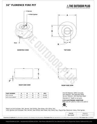 Florence Round Fire Pit - Concrete (GFRC) - Modofire