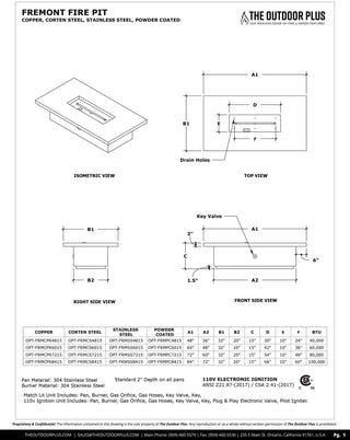 Fremont Rectangle Fire Table - Powder Coated Steel - Modofire