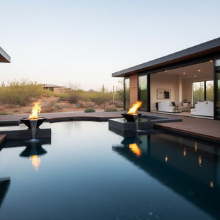 Geo Round Fire & Water Spillway Bowl - Concrete (GFRC) - Modofire